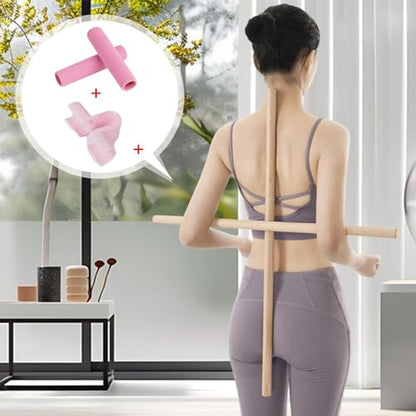 Menolana 2Pcs Yoga Rod Back Stretcher Open Shoulder Added Mobility Wooden Exercise Rod Stretching Rod for Balance Dance Gymnasts