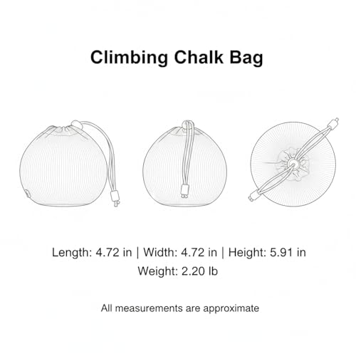 Rock Climbing Chalk Bag with Quick-Release D-Buckle, Durable Oxford Cloth Bouldering Pouch with Soft Fleece Interior for Gym & Outdoor Training