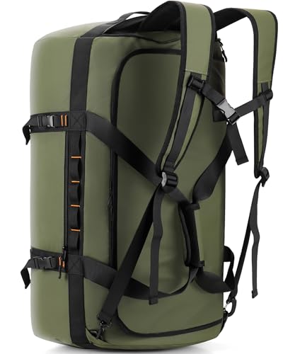 Hulongo Waterproof Duffel Bag Backpack for Men, Green, 90L | Large, Mens Duffel Backpack Bags, Traveling, Heavy Duty - color: Green, size: 90L