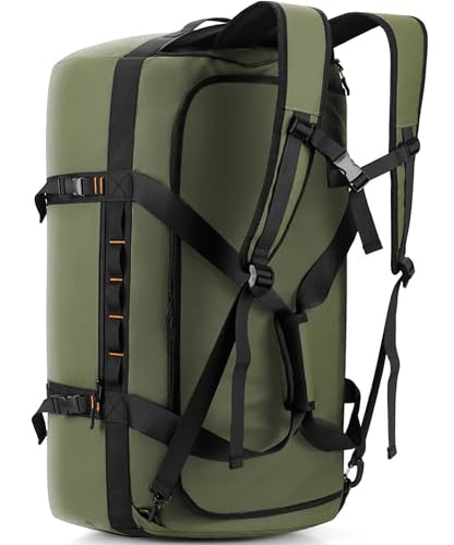 Hulongo Waterproof Duffel Bag Backpack for Men, Green, 90L | Large, Mens Duffel Backpack Bags, Traveling, Heavy Duty - color: Green, size: 90L