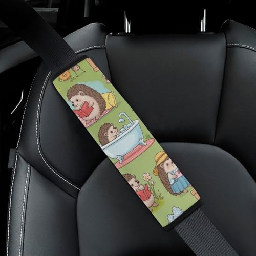 2 Pack Funny Hedgehog Seat Belt Shoulder Pad Universal Fit Harness Pads Strap for Kids, Car Seats Pushchair Strollers High Chair Pushchair, Shock Absorption - color: Pattern 1059