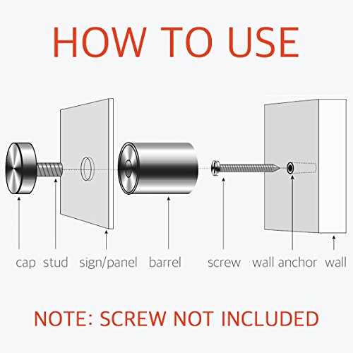 3/4" x 1" Standoff Mounts Screws - Lantee 20 Pieces 19mm x 25mm Stainless Steel Advertise Glass Sign Standoff Mounting Hardware Bolts - color: Silver, size: 3/4" x 1" / 19 x 25mm