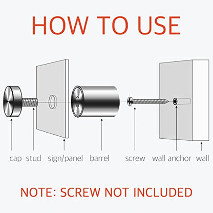 3/4" x 1" Standoff Mounts Screws - Lantee 20 Pieces 19mm x 25mm Stainless Steel Advertise Glass Sign Standoff Mounting Hardware Bolts - color: Silver, size: 3/4" x 1" / 19 x 25mm