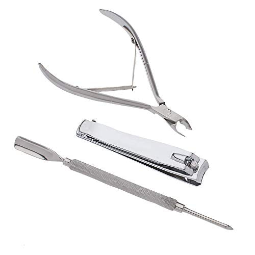 SURGICAL ONLINE Professional Manicure Set, Travel Nail Care Kit, Nail Clippers, Cuticle Nipper, Cuticle Pusher, Nail Cutter Stainless Steel Portable Grooming Kit For Women & Men (Black) - color: Black
