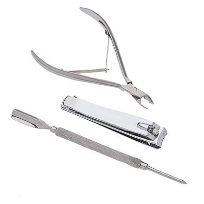 SURGICAL ONLINE Professional Manicure Set, Travel Nail Care Kit, Nail Clippers, Cuticle Nipper, Cuticle Pusher, Nail Cutter Stainless Steel Portable Grooming Kit For Women & Men (Black) - color: Black