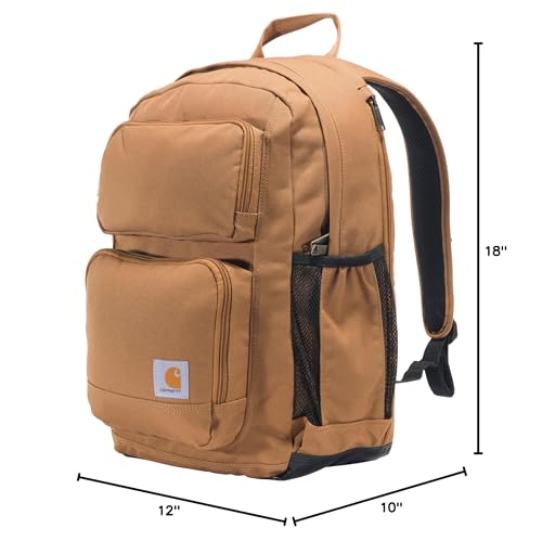 Carhartt 28L Dual-Compartment Backpack, Durable Pack with 16"Laptop Sleeve and Duravax Abrasion Resistant Base, Carhartt Brown - color: Carhartt Brown