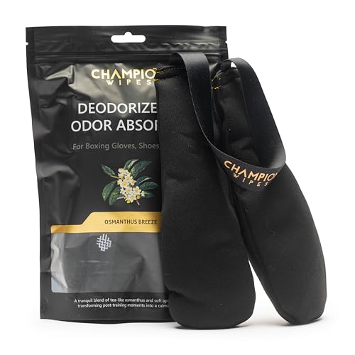 Deodorizer Inserts for Boxing Gloves, Hockey Equipment, Gym Bags & Sports Gear – Bamboo Charcoal Odor Absorber & Moisture Absorber – Reusable Dual-Pouch Insert (Osmanthus Breeze)