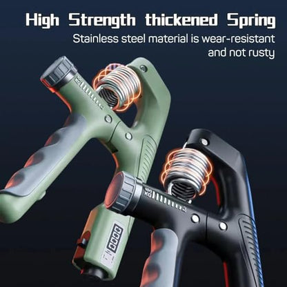 Hand Gripper Strengthener, Adjustable Resistance 22-220Lbs (10-100kg) Forearm Exerciser, Grip Strength Trainer for Muscle Building & Injury Recovery, Aerobic Hands