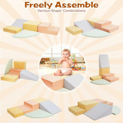 Climbing Toys for Toddlers, 5-Piece Soft Foam Climbing Blocks Set, Toddler Playtime Corner Climber Indoor Foam Play Gym - style: 5-Piece
