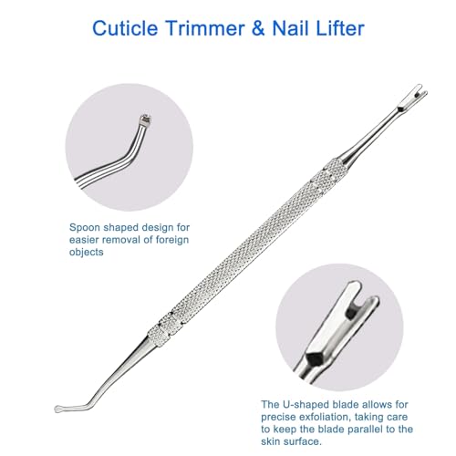 Premium Stainless Steel Manicure Tools 2-Piece Set, Upgrade Gel Nail Polish Remove Tool & Cuticle Pusher, Cuticle Trimmer & Nail Lifter, Durable&Hygienic, For Women - size: Ring Pusher