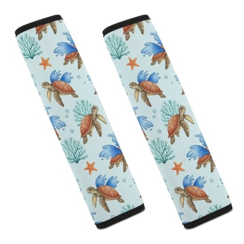 Universal Fit Seat Belt Shoulder Pad for Kids, Car Seats Pushchair Strollers High Chair Pushchair, 1 Pair Ocean Sea Turtles Automotive Seat Belt Protector - color: Pattern 360