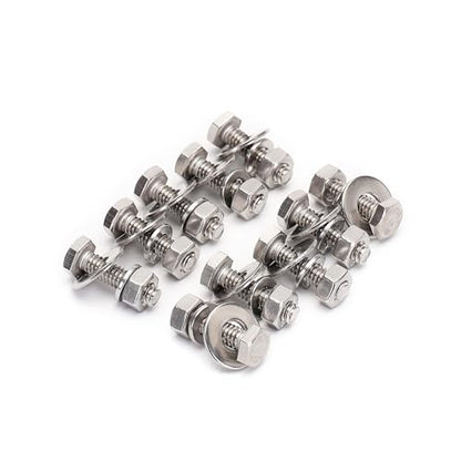 1/4-20x1 Complete Set Hex Head Screw Bolts,Nuts,Fender Flat washers,Split Lock Washers,Fully Threaded, Stainless Steel 18-8（304）, Bright Finish (10Set) - size: One Size