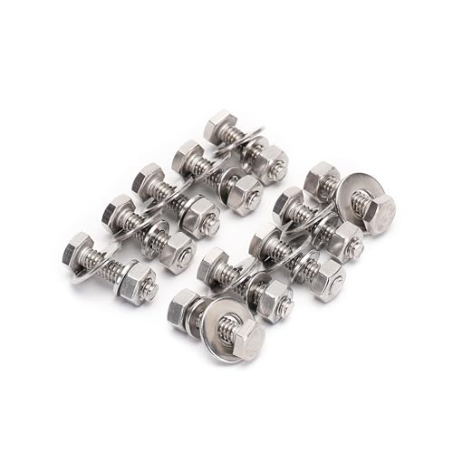 1/4-20x1 Complete Set Hex Head Screw Bolts,Nuts,Fender Flat washers,Split Lock Washers,Fully Threaded, Stainless Steel 18-8（304）, Bright Finish (10Set) (Pack of 2) - size: One Size (Pack of 2)