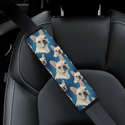 2 Piece White French Bulldog Car Seat Belt Pad Breathable Seat Belt Cushion for Child, Stroller Pushchair High Chair, Easy Install (No Tool) - color: Pattern 759