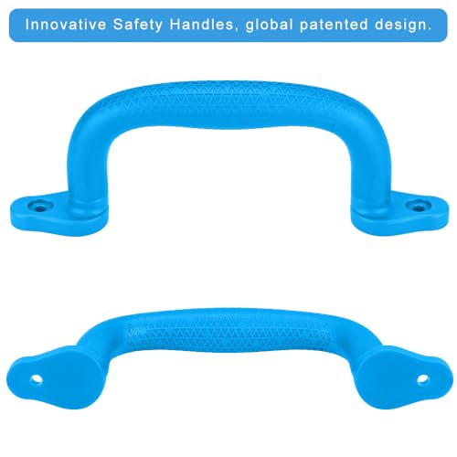 SELEWARE Blue Playground Safety Handles 8Pcs Kids Playground Grab Handles | Non-Slip Durable Plastic Handle Indoor Outdoor Playset Handle for Playhouse, Treehouse, Climbing Frame, Jungle Gym, Swing Set - color: Blue (8 Pack)