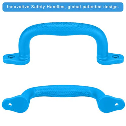 SELEWARE Blue Playground Safety Handles 8Pcs Kids Playground Grab Handles | Non-Slip Durable Plastic Handle Indoor Outdoor Playset Handle for Playhouse, Treehouse, Climbing Frame, Jungle Gym, Swing Set - color: Blue (8 Pack)