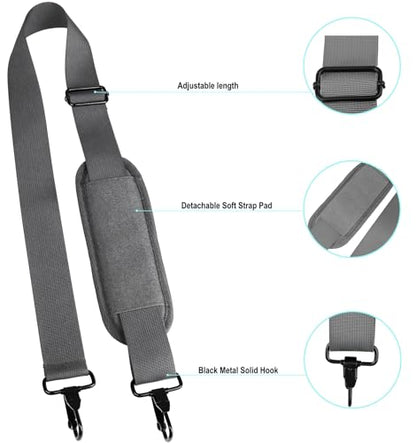 Shoulder Strap 56 inch, Universal Adjustable Thick Soft Duffel Bag Shoulder Strap Replacement Comfortable Belt with Metal Swivel Hooks for Laptop Messenger Bag, Briefcase, Shoulder Bag, Dark Gray - color: Dark Gray