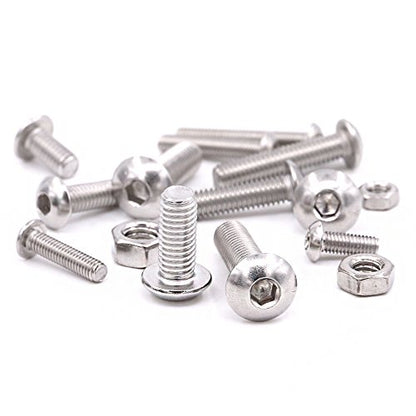 Hilitchi 510pcs M3 M4 M5 Stainless Steel Button Head Hex Socket Head Cap Bolts Screws Nuts Assortment Kit - 304 Stainless Steel (Button Head) - style: Button Head