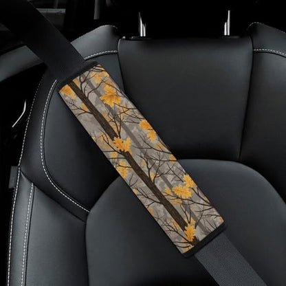 2 Pack Universal Fit Seat Belt Shoulder Pad for Kids, Car Seats Pushchair Strollers High Chair Pushchair, Camo Tree Bark Leaf Brown Shoulder Protector, Anti-Slip Pad - color: Pattern 1045