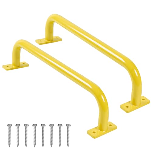 ESPETS 2 Pack 17 Inch Metal Outdoor Playground Handles, Yellow | Stainless Metal playground accessories, Non-Slip Grip swing set, 400lb Capacity indoor monkey bars & Outdoor Use handles - color: Yellow