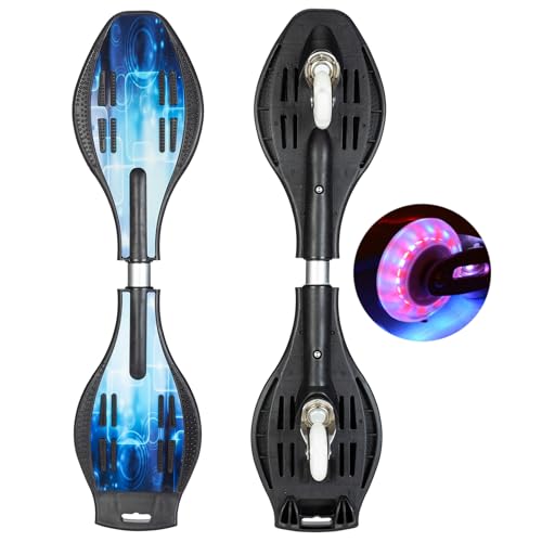 Simcat Caster Board, Skateboard with 360-degree Casters and Illuminating Wheels, Lightweight Durable Twistboard for Kids, Teenagers and Adults - color: B