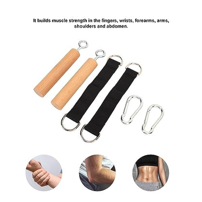 Wooden Pull Up Climbing Hold Grips, 1 Pair Hand Grips Strengthener Exerciser Training Tools for Grip Strength, Kettlebells, Workout