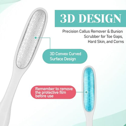 2Pcs Mini Foot File Precision Callus Remover Foot Files Callus Remover Scrubber Smooth Feet Heel Scraper for Between Toes Hard Skin Pedicures Hands in Shower Cracked Feet(White) - color: White
