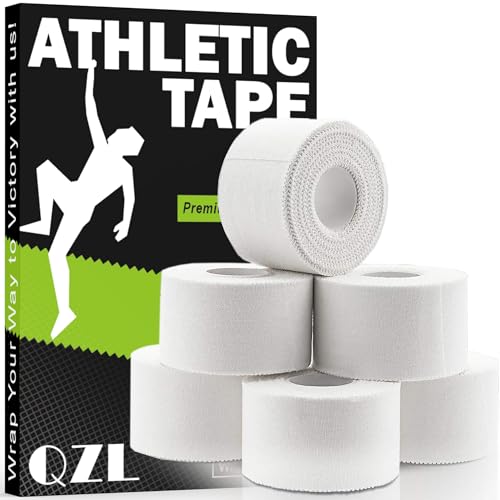 Athletic Tape - QZL 6 Rolls 1" 30‘ Versatile Medical Tape Bandage Tape, 100% Cotton Cloth Tape Adhesive for Ankle Wrist, Sport Tape for & Grip Tape for Hockey, Boxing, Volleyball, Turf, Football, Rock
