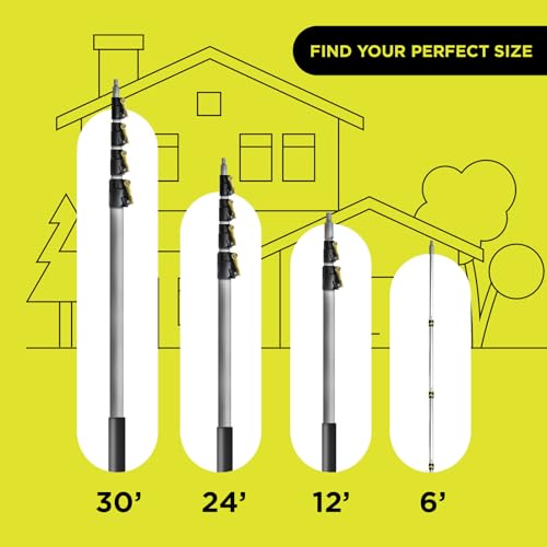 DOCAZOO Extension Telescoping Pole 6-24 Ft | High Reach Extension Pole for Cleaning, Dusting, Window Washing & Painting - Indoor & Outdoor Use (Pole Only) - size: 24 Ft, style: Pole Only