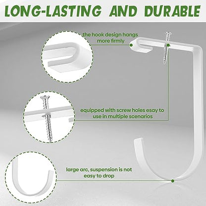 Soaoo 8 Pieces Storage Flat Hook Bicycle Flat Thickened Hooks Add on Hanging Bike Hooks for Overhead Garage Rack Wall Shelving Ceiling Accessory (White)