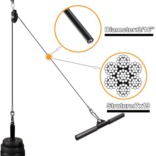 Fitness Pulley Cable,Replacement Cable Machine Accessories for DIY Home Gym, Gym Cable Replacement,3/16"(5mm) TPU Coated