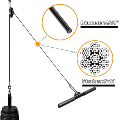 Fitness Pulley Cable,Replacement Cable Machine Accessories for DIY Home Gym, Gym Cable Replacement,3/16"(5mm) TPU Coated