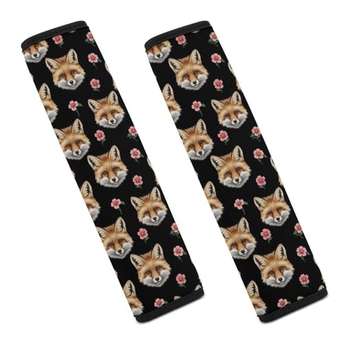 Universal Fit Car Seat Belt Pad for Elderly Support, All Vehicles, 2 Piece Animal Fox Art Automotive Seat Belt Protector Pressure Relief - color: Pattern 681