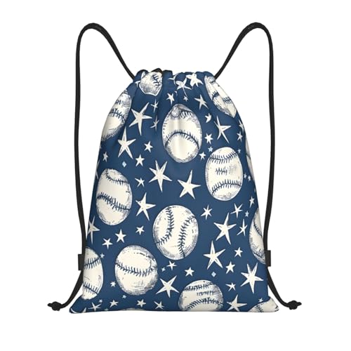 Drawstring Sports Backpacks - Lightweight Swim Gym Bags for Women Men String Sackpack for Beach Travel Yoga(Medium, Sports Baseball Star) - color: Sports Baseball Star, size: Medium
