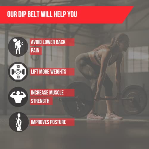 Dip Belt for Weight Lifting - Pull Up Weight Belt for Men and Women - Weight Belt with Chain for Powerlifting, Strength Training - Waist Belt for Weight Lifting - One Size