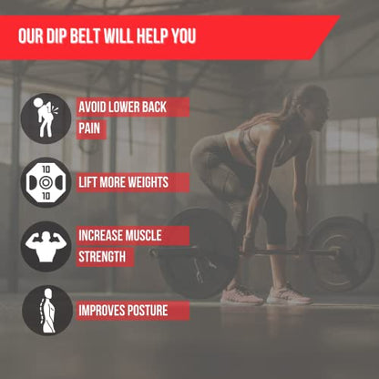 Dip Belt for Weight Lifting - Pull Up Weight Belt for Men and Women - Weight Belt with Chain for Powerlifting, Strength Training - Waist Belt for Weight Lifting - One Size