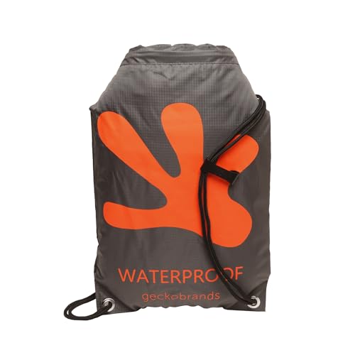 geckobrands Embark 10L Drawstring Backpack – Waterproof, Lightweight Dry Bag for Beach, Hiking, and Light Water Activities - color: Grey/Orange