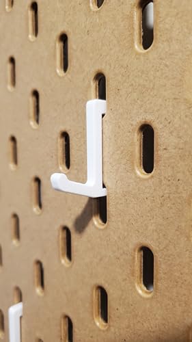 'Just Hanging' Pegboard Hook Packs, Compatible with IKEA SKADIS Pegboard, Display Hook SKADIS Accessory (Glossy White, 12pk, LV-Hook) - color: Glossy White, size: 12pk, LV-Hook