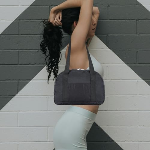 Mini Gym Bag for Women Girls, 12 inch Small Gym Tote, Lightweight Small Carry On Duffle Bag for Travel Sports - color: Black