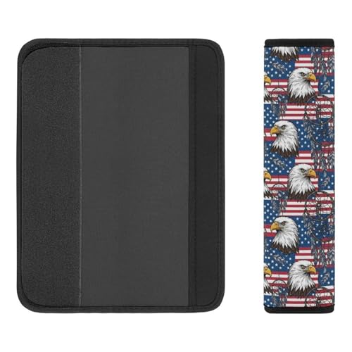 2 Pack American Flag Native Bald Eagle Dream Catcher Car Seat Straps Shoulder Pads Soft Padded Shoulder Harness Cover for Adult Use, Stroller Pushchair High Chair, Pressure Relief - color: Pattern 1