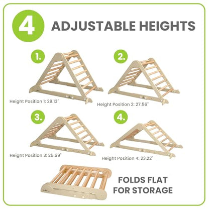 Little Partners Learn 'N Climb Foldable Wooden Climbing Triangle, Wood Climbing Gym for Toddlers, Triangle Climber for Skill-Building and Active Play, Natural - color: Natural