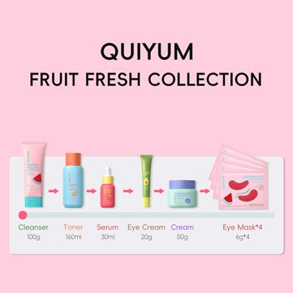 QUIYUM Early Anti-Aging Skincare Set, for Light Mature Skin, 6-Piece | Natural Fruit Kit with Peptide, Vitamin C & Ceramide - Reduces Fine Lines & Dull Skin, Gifts for Young Women - size: 12 Count (Pack of 1)