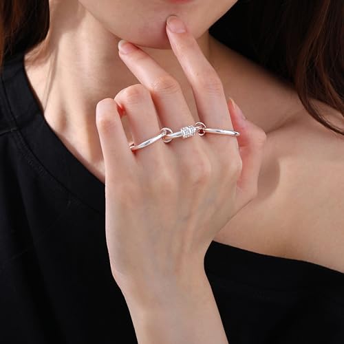 Gold Stackable Rings for Women Non Tarnish, Dainty 14K Gold/Silver Plated Cubic Zirconia Spinelli Ring Chunky Multi Rings Mixed Metals Ring Stack Set Non Tarnish Jewelry - color: Plain-Silver, size: 11