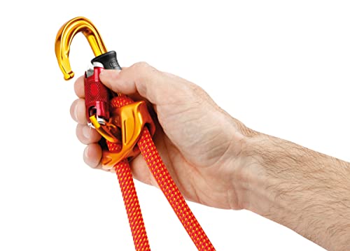 PETZL NEOX Rock Climbing Belay Device | With Cam-Assisted Blocking - color: Light Gray + Sm'D TWIST-LOCK