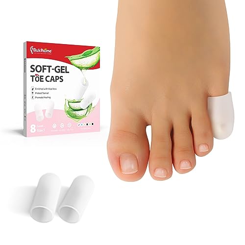 Gel Pinky Toe Sleeves Toe Protectors - Bukihome 8 Pack Silicone Toe Caps with Aloe Vera Extract - Toe Protections Cushions for Women & Men - Protect Corns, Blister - color: Clear, size: Pinky Size