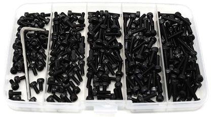 iexcell 250 Pcs M3 x 6/8/10/12/16 Alloy Steel 12.9 Grade Hex Socket Head Cap Screws Bolts Assortment Kit, Black Oxide Finish - size: M3 x 6/8/10/12/16mm