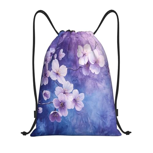 Drawstring Sports Backpacks - Lightweight Swim Gym Bags for Women Men String Sackpack for Beach Travel Yoga(Medium, Cherry Blossoms) - color: Cherry Blossoms, size: Medium