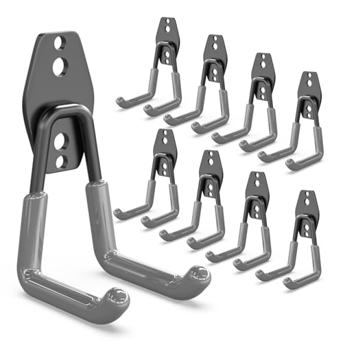 3-H Heavy Duty Garage Wall Hooks 8 Pack | Multi-Purpose Garage Hooks to Organize Garden Lawn Tools, Sports Gear, Ladders, Power Tools & Outdoor Hoses - color: Gray, size: 8