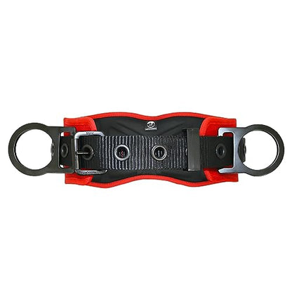AFP Heavy-Duty 2 D-Ring Waist Body Belt w/Tongue Buckle Premium Stitching (OSHA/ANSI PPE) - color: Red & Black, size: Small-Medium