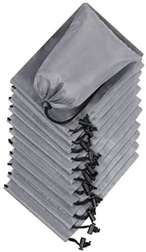 PALTERWEAR Drawstring Pouch (6 x 8 Inch, 12 Pack, Grey) Nylon Cinch Bag with Toggle for Travel, Gym and Office - color: Grey, size: 6 x 8 - 12 pack